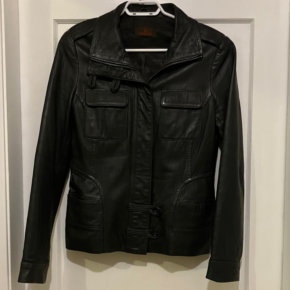 Semi-fitted Black Leather Jacket - Excellent Condition